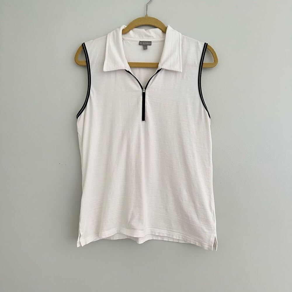 T by Talbots White Navy Sleeveless Top size Large